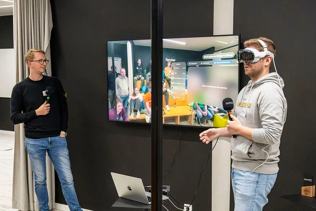 Hackathon team presenting their Apple Vision Pro shopping project. Did it make it in to the project? No. Was it innovative, fun and a great learning experience? Heck yeah!